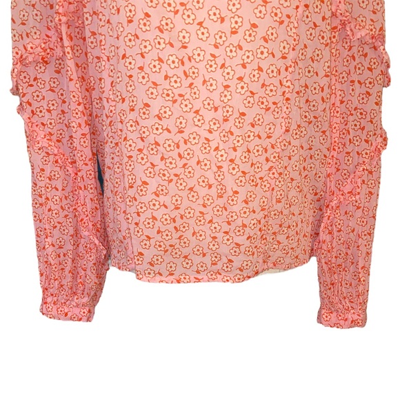 Banjanan Margot Ruffle Pink Floral Daisy Orchid Top - S - Picture 6 of 14